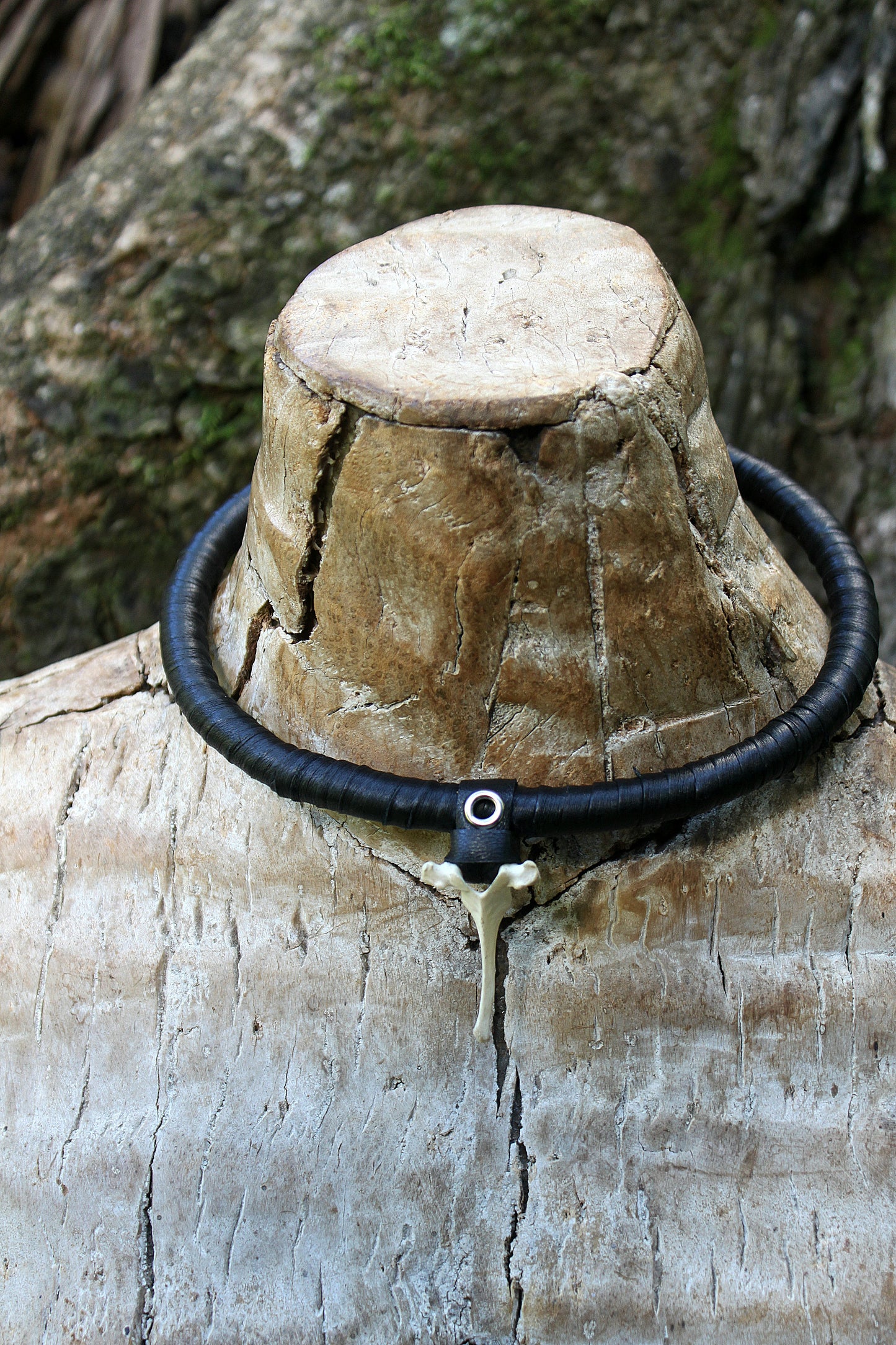 Dainty leather & fox collar