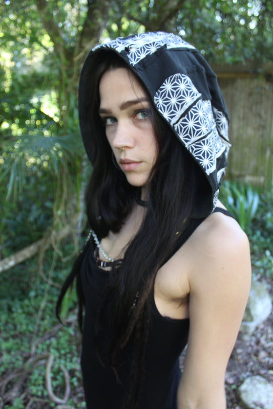 Geometric pixie hood