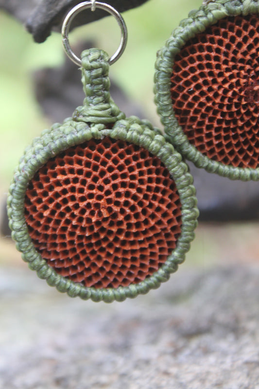 Earthy protea macrame earrings