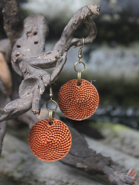 Protea and brass earrings