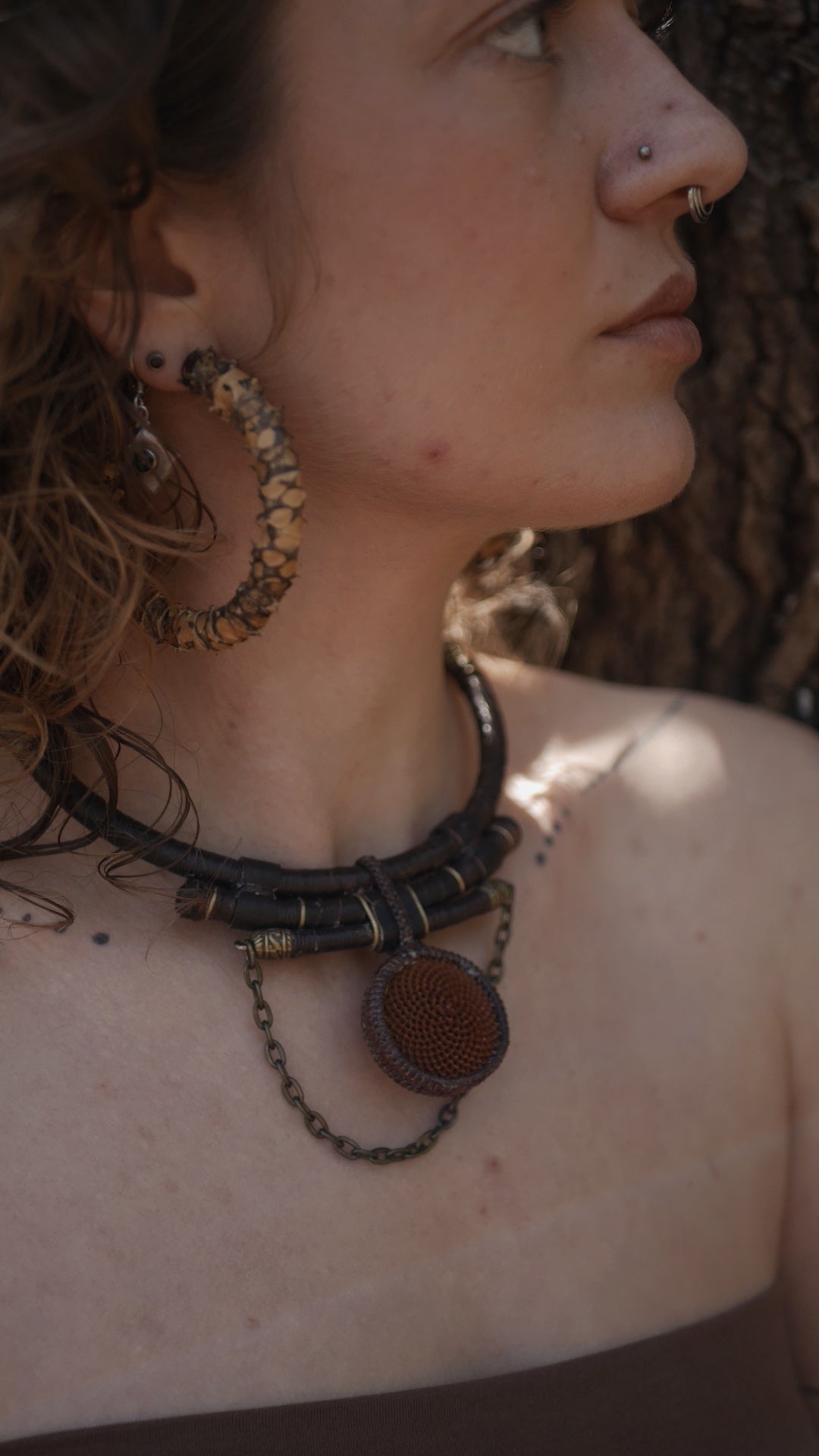 Earthy protea neck piece