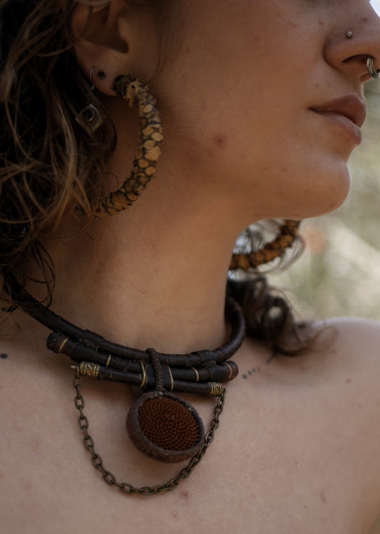 Earthy protea neck piece