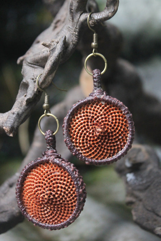 Protea macrame earrings