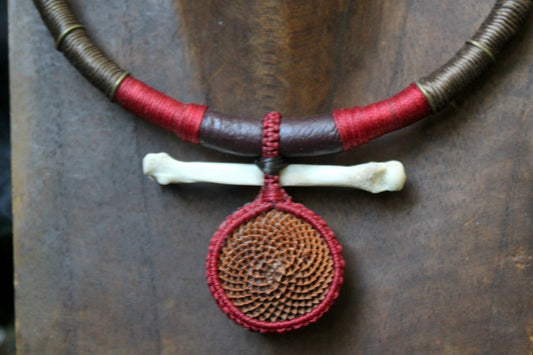 Protea & bone neck ring