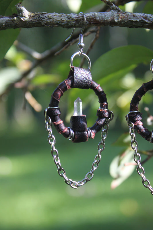Earthbound quartz chain earrings