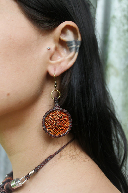 Protea macrame earrings
