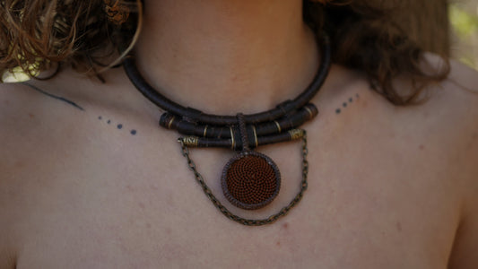 Earthy protea neck piece