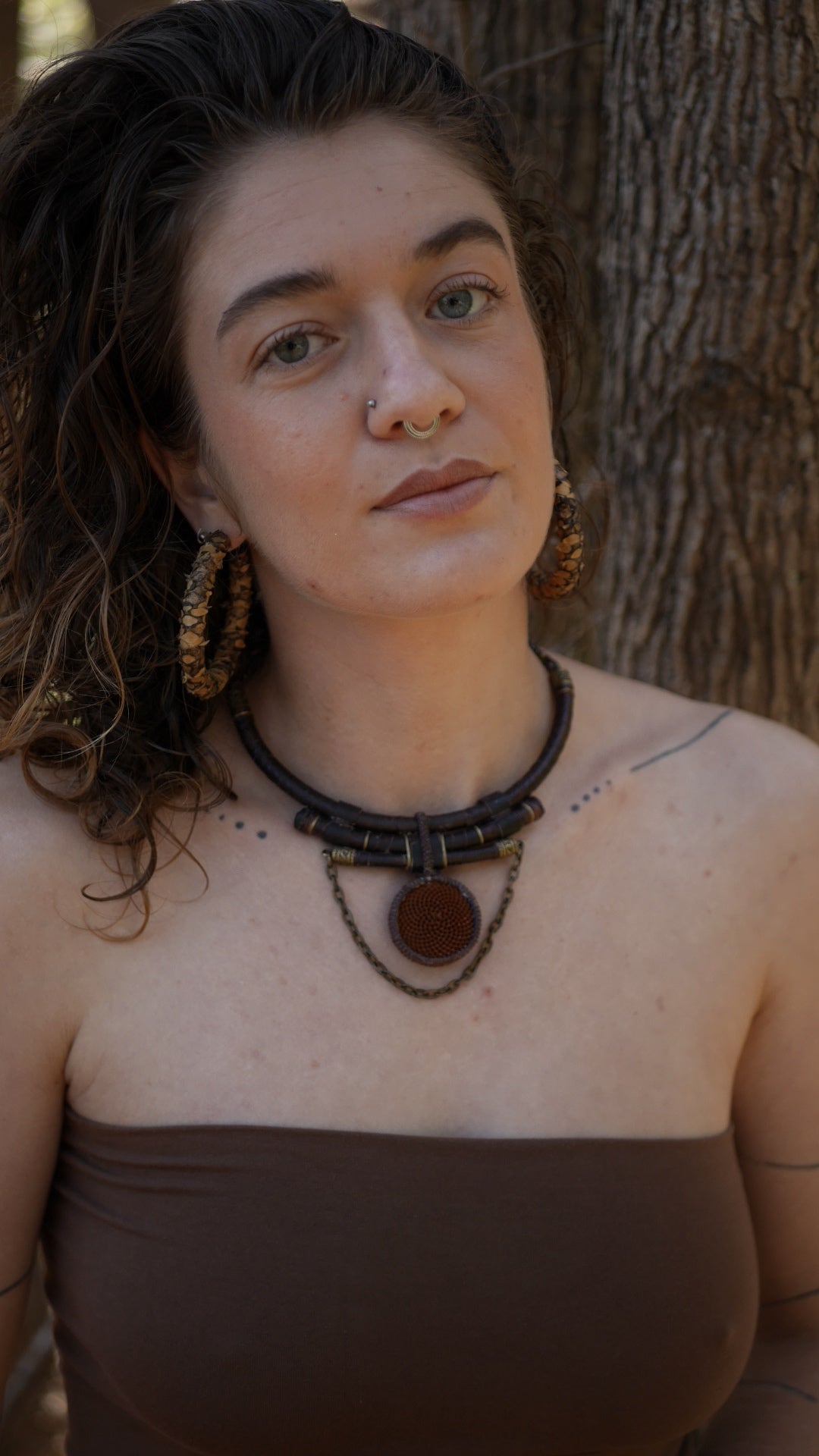 Earthy protea neck piece