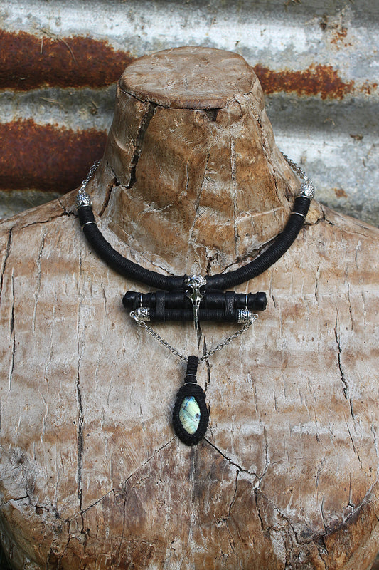 Labradorite raven neck piece