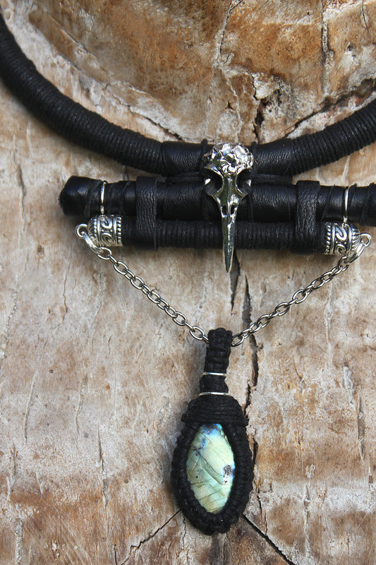Labradorite raven neck piece