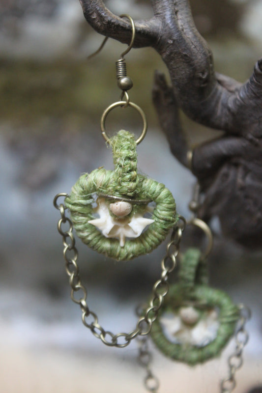 Tiny brass hemp python danglers