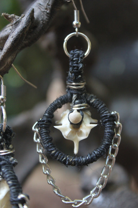 Hemp & python chain earrings