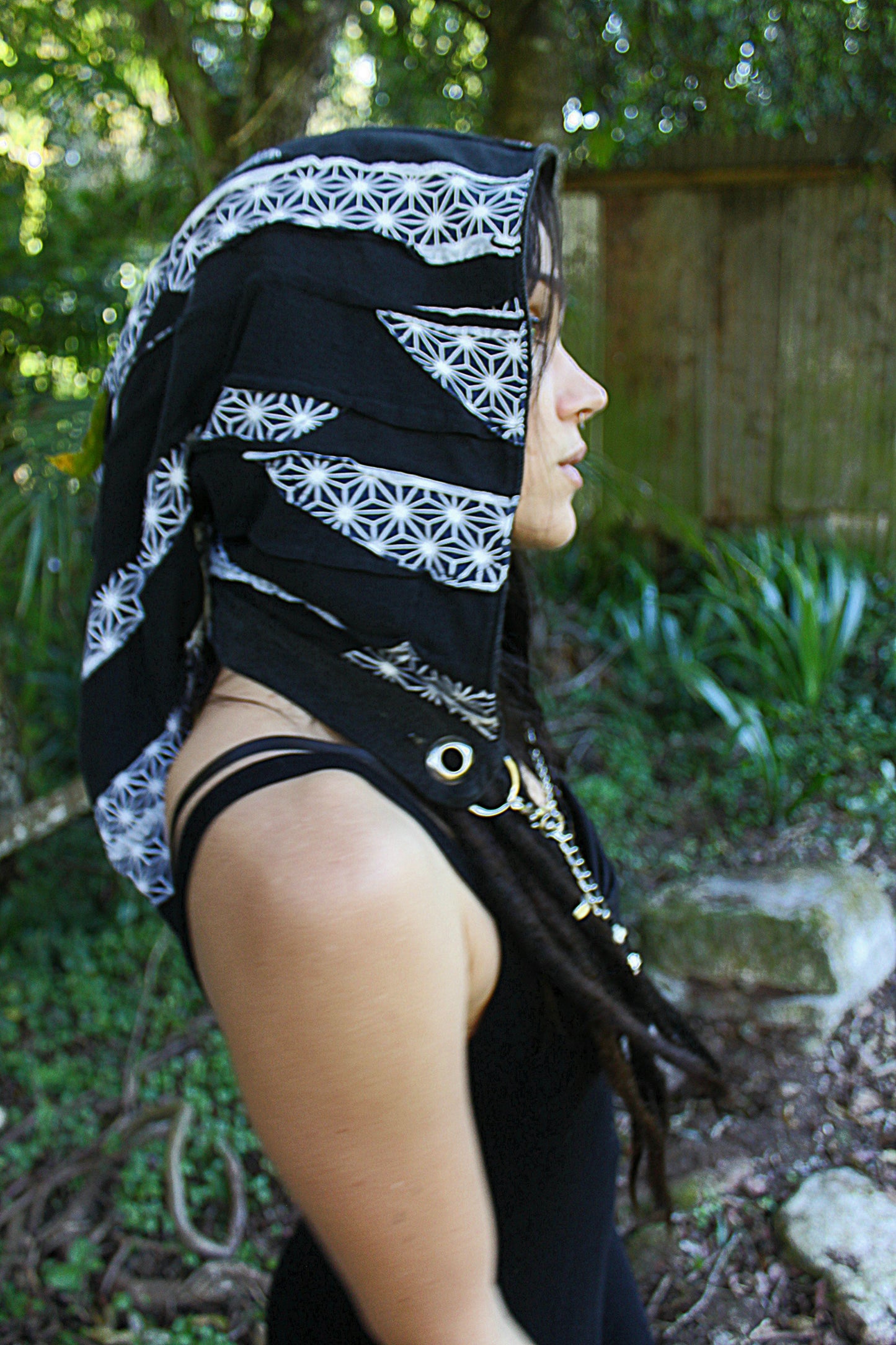 Geometric pixie hood