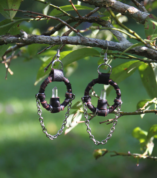 Earthbound quartz chain earrings