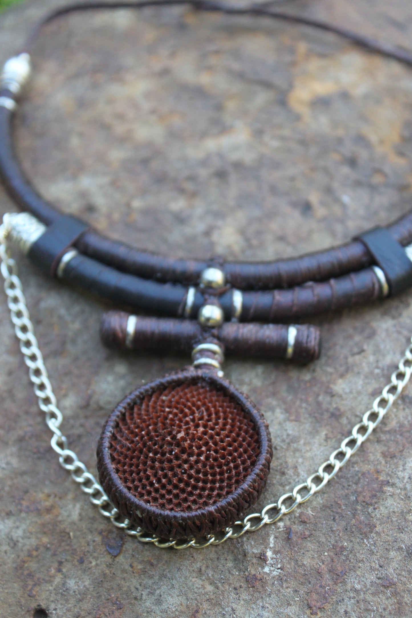 Earthy king protea neck piece