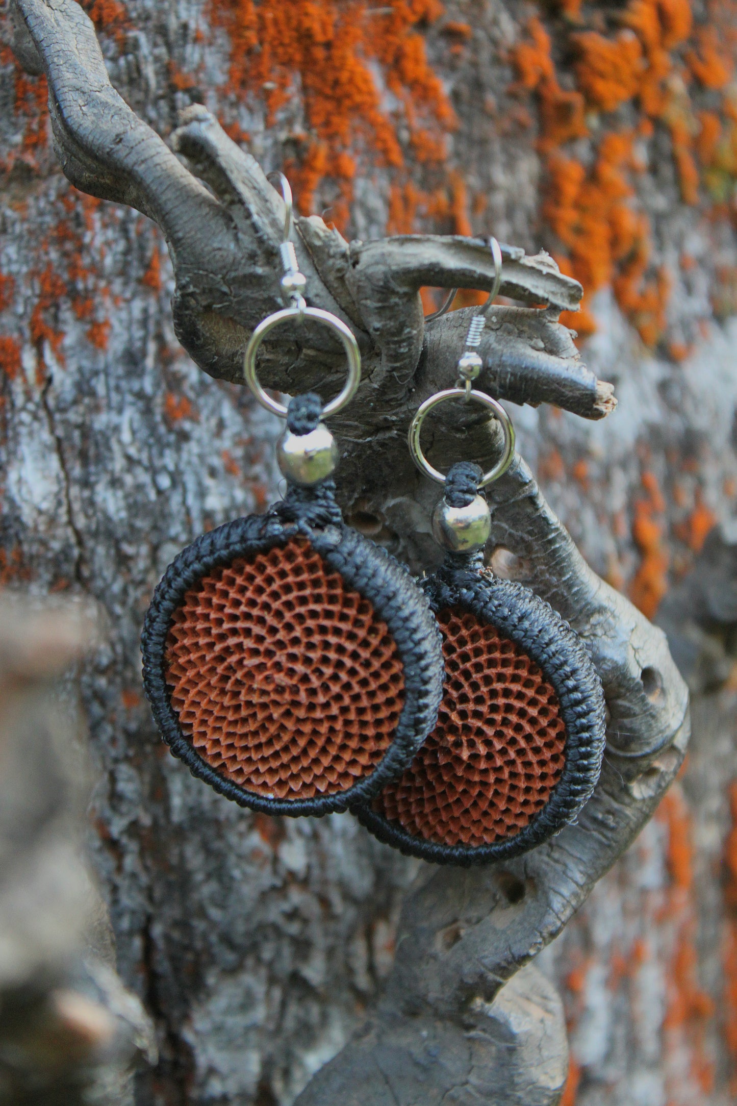 Protea macrame earrings