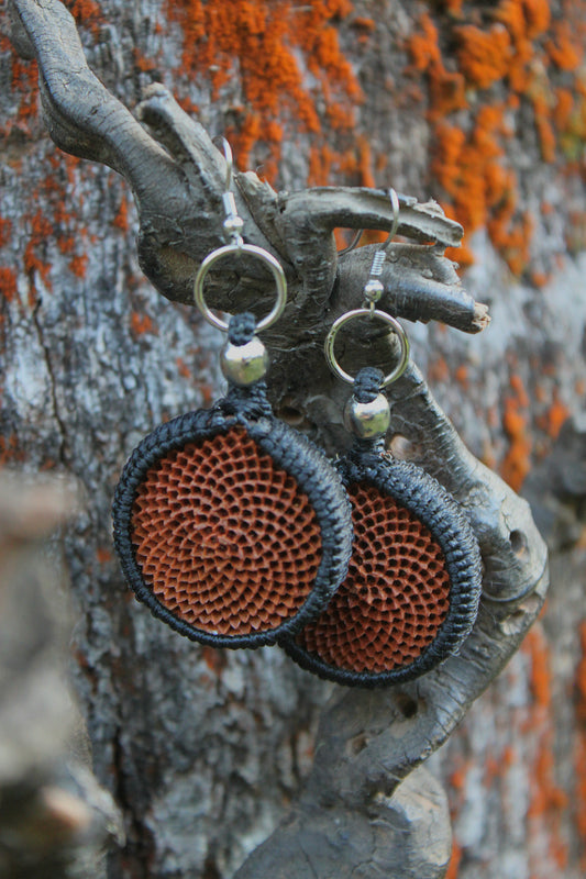 Protea macrame earrings