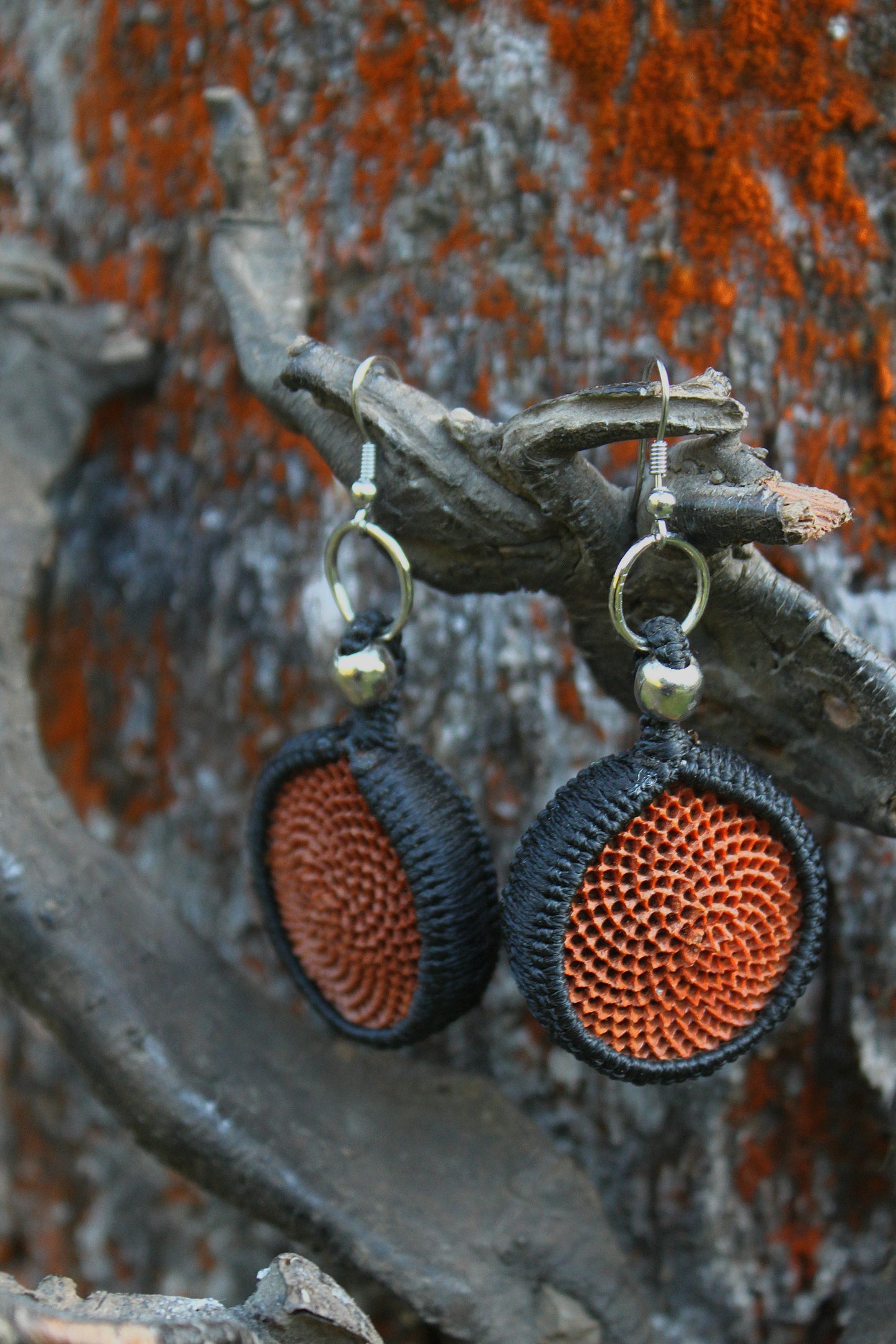 Protea macrame earrings
