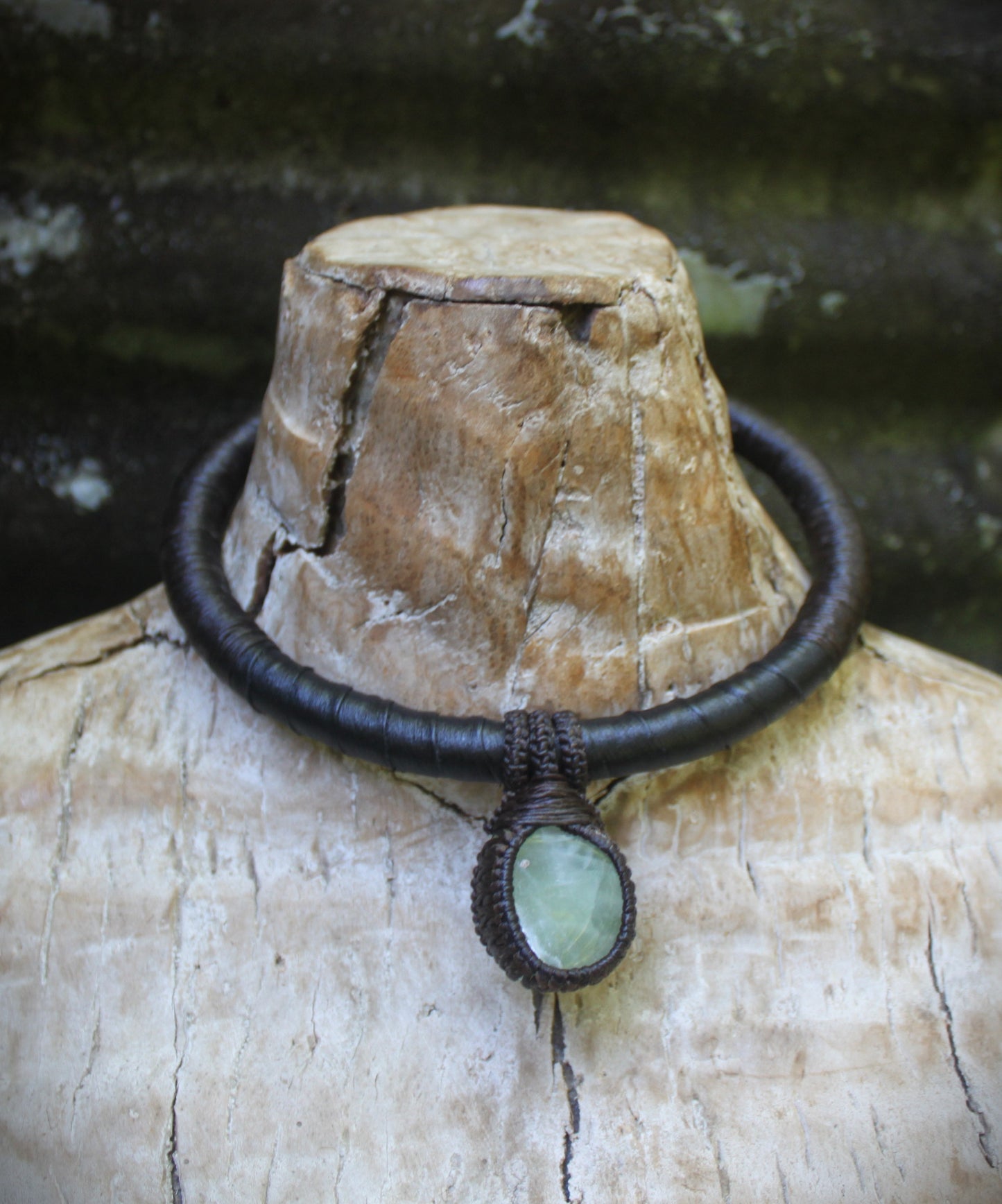 Earthy prehnite neck ring