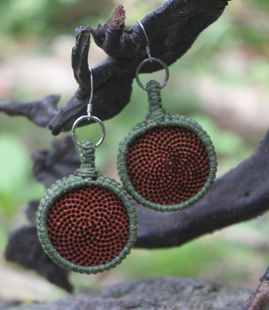 Earthy protea macrame earrings