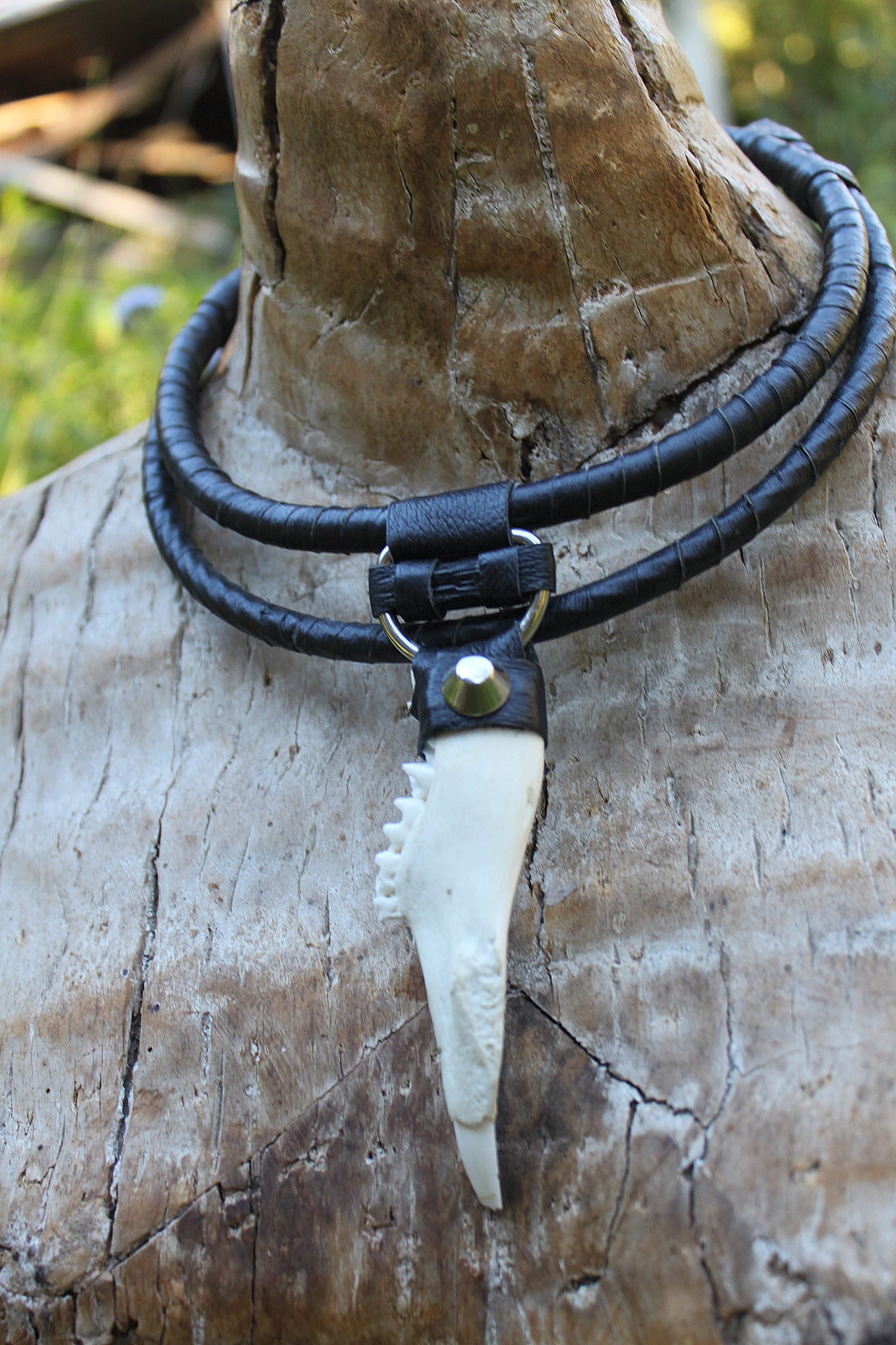 Tourmaline and boar neck ring
