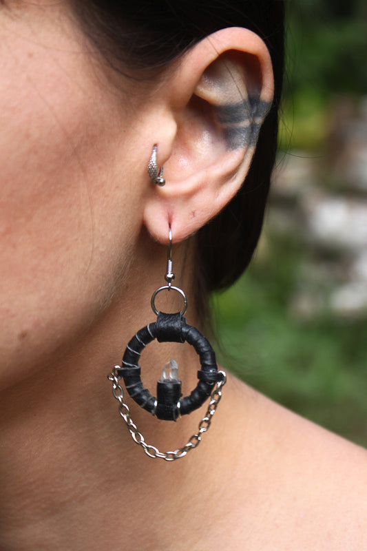 Tibetan quartz ear amulets