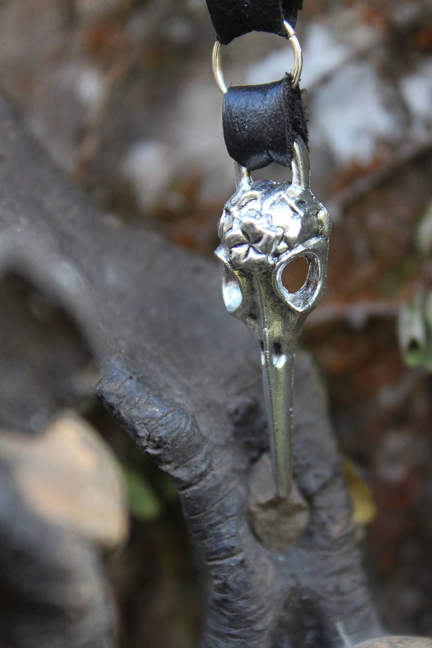 Raven and serpent statement earrings