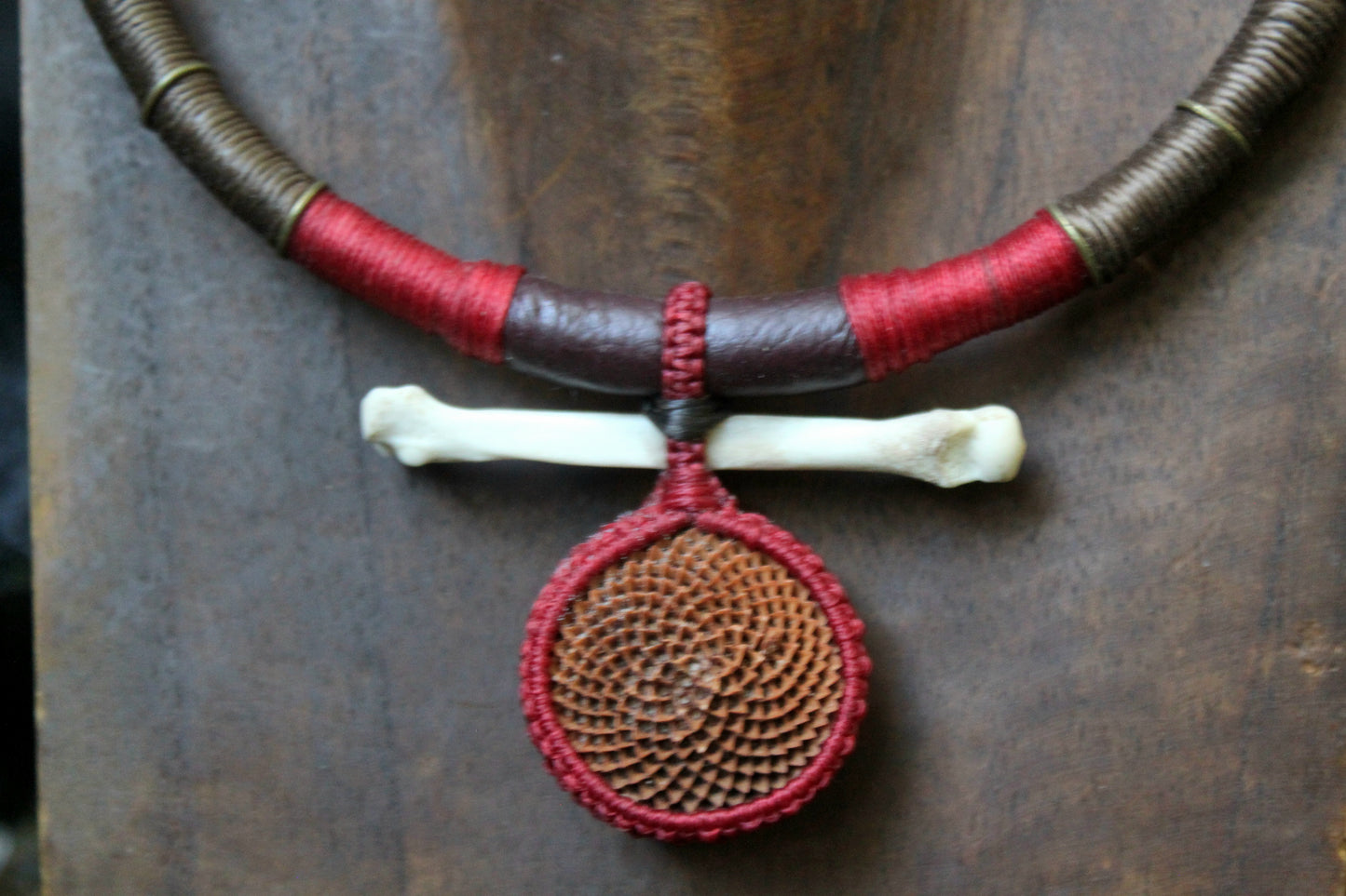 Protea & bone neck ring