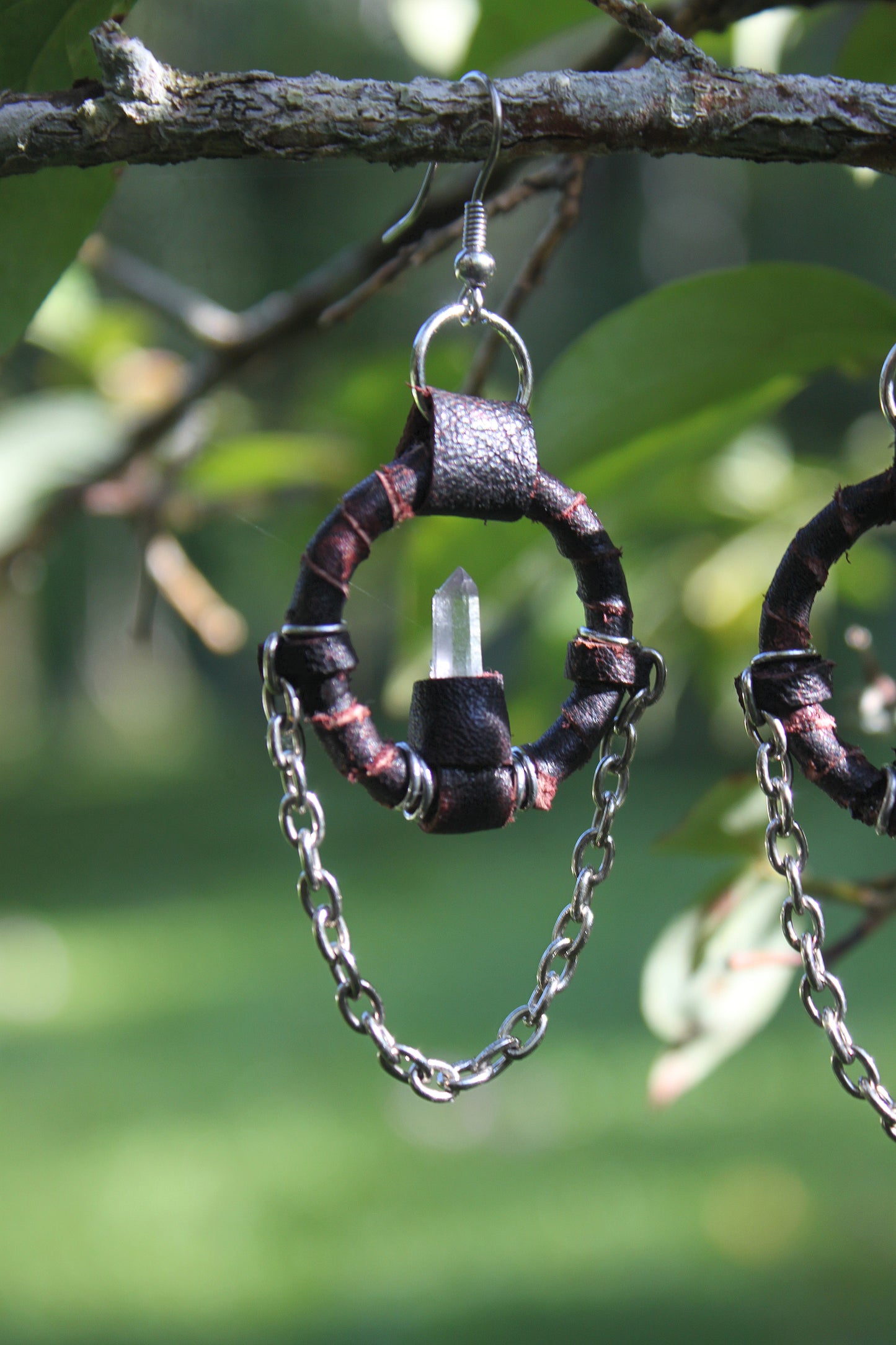 Earthbound quartz chain earrings