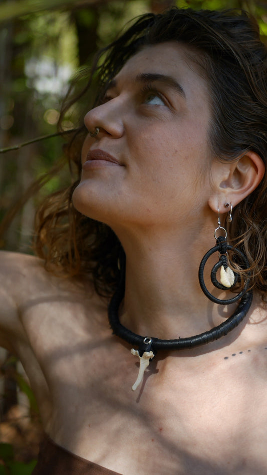 Cowry shell double hoops