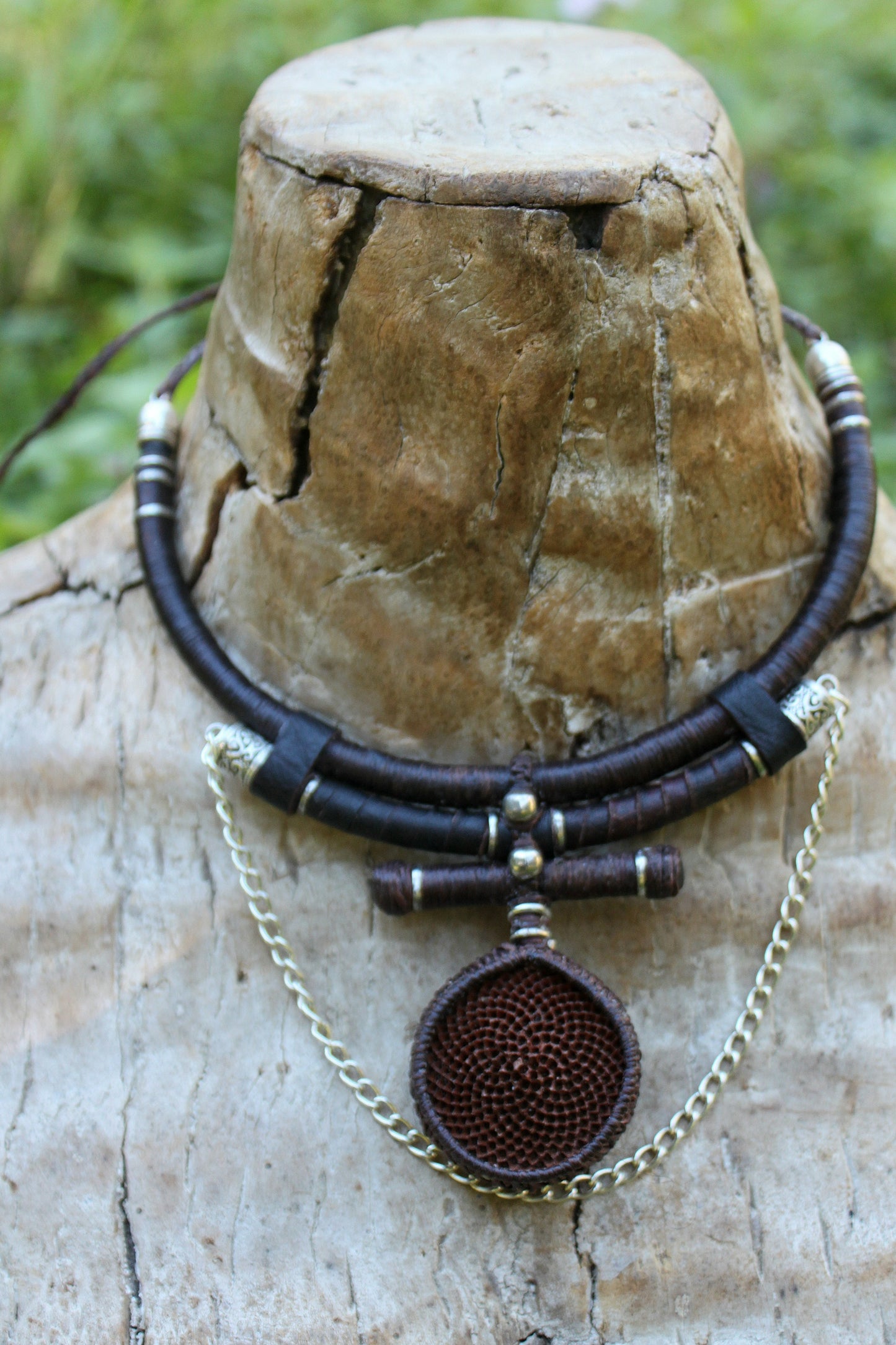 Earthy king protea neck piece