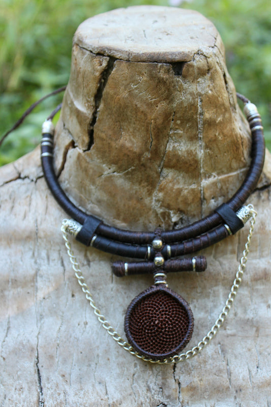 Earthy king protea neck piece