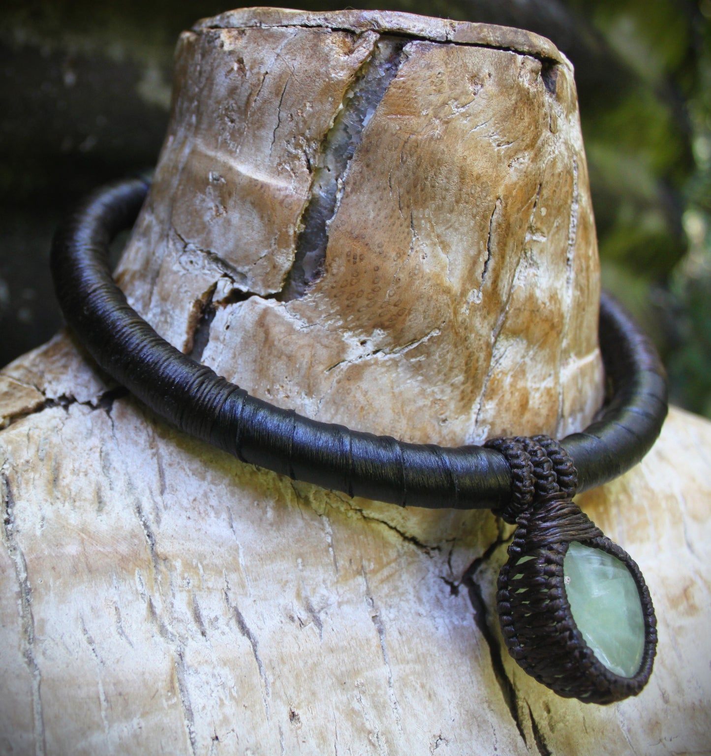 Earthy prehnite neck ring