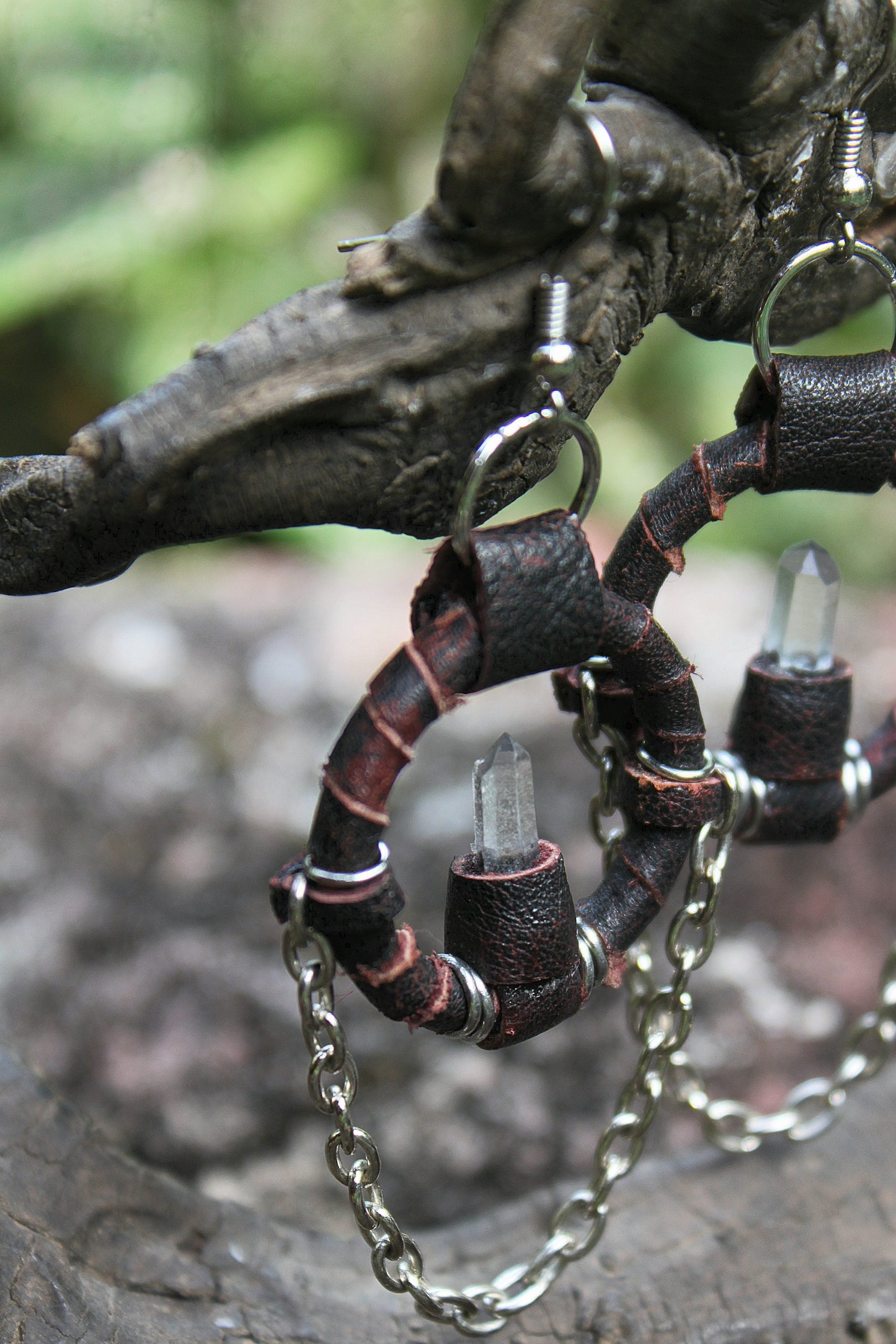 Earthbound quartz chain earrings